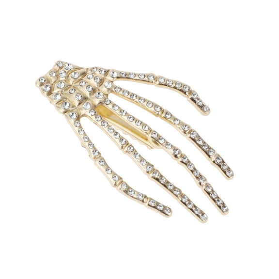 Unique Bargains 1 Pc Rhinestone Palm Hair Clips for Home Gold Tone