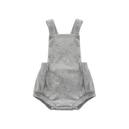 Kiapeise Baby Boys Girls Sleeveless Romper  Cute Solid Color Backless Strap Bodysuit One Piece Outfit