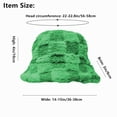thumbnail image 2 of Women's Winter Plush Fluffy Bucket Hat Warm Faux Fur Lining Cozy Wide Brim Cap Check Green, 2 of 5