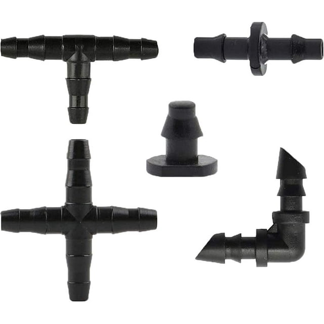 Kit de accesorios de riego de 200 piezas, conectores de púas de riego por goteo para tubería de 1/4 pulgadas, maceta, jardín, césped, riego de manguera de agua