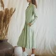 thumbnail image 4 of Homenesgenics Spring Dresses for Women 2026 Plus Size Trendy Fashion Women's Casual Solid Color Long Sleeve Turndown Collar Dress Green L, 4 of 9