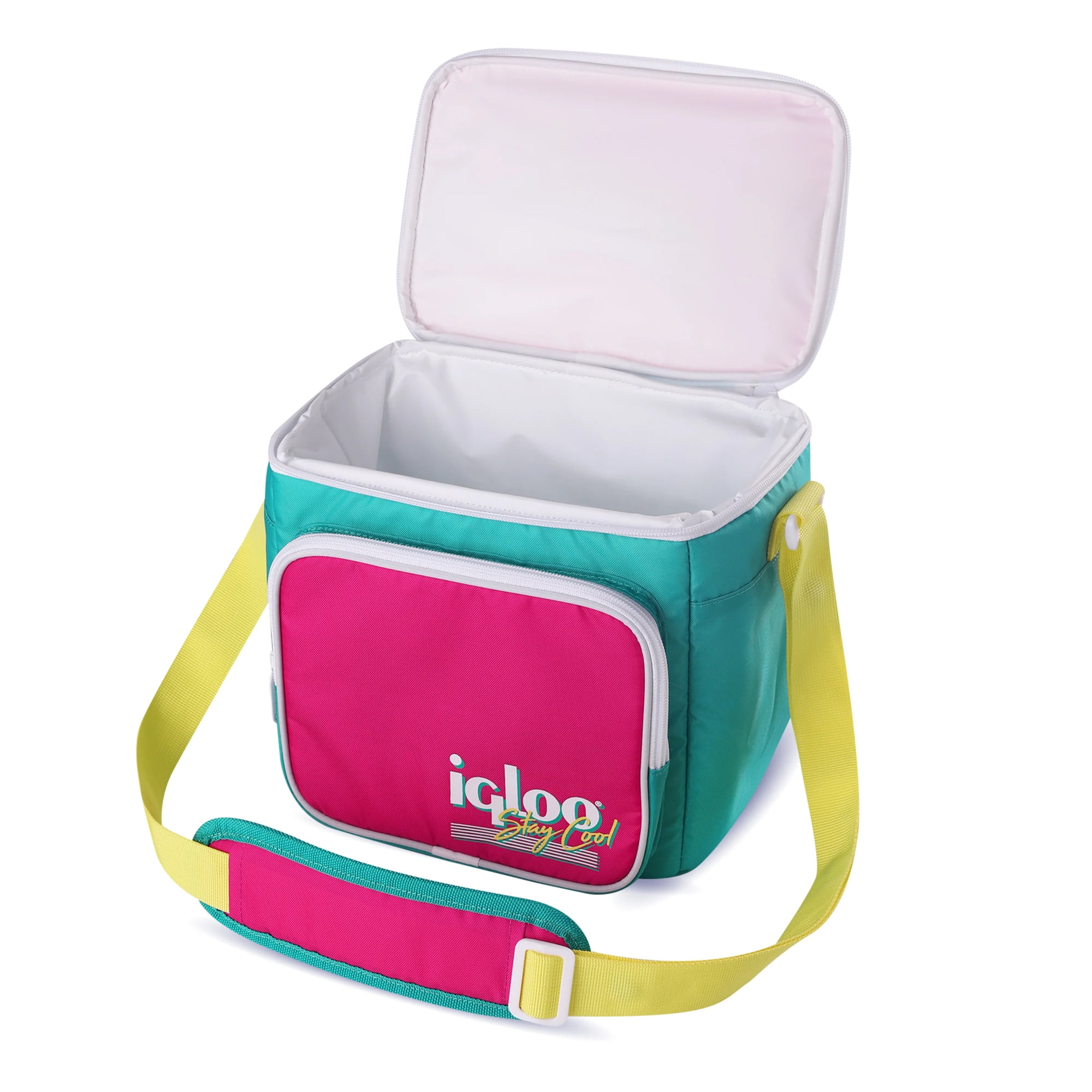Igloo 90s Retro Collection Square Neon Lunch Box Soft Side Cooler Bag with  Strap 