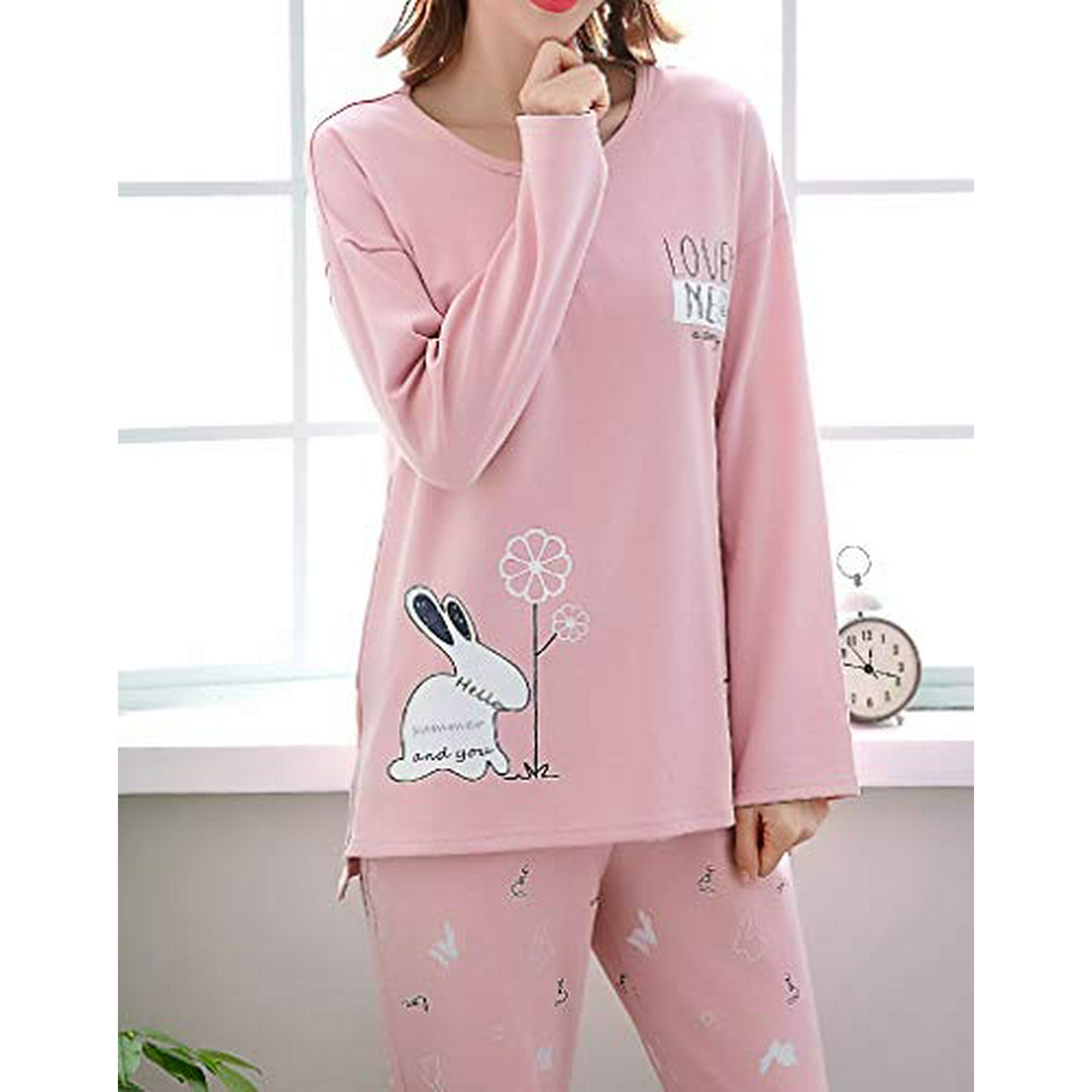 Vopmocld Young Girls Lovely Bunny Pajama Sets Cotton Long Sleeve Pjs Clothes Sleepwear Shirts Pink 14 Walmart