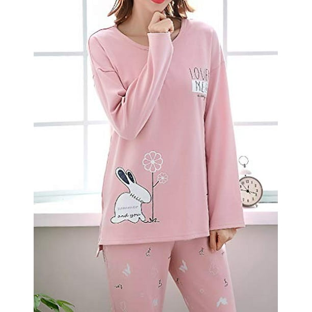 Vopmocld Young Girls Lovely Bunny Pajama Sets Cotton Long Sleeve