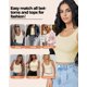thumbnail image 5 of Top corto AURUZA con cuello en U sin mangas y espalda cruzada, beige M, 5 of 6