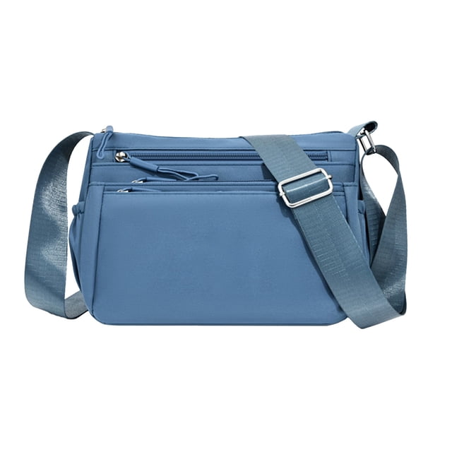 Blue Female Shoulder Bag Crossbody Fashionable Versatile Multi Compartment Lightweight Commuting Oxford Cloth
