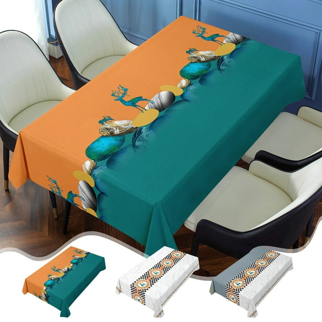 MTBLYS Tablecloth Non Oil Washable Dining Tablecloth Polyester Fabric Green White Gray 140X220Cm 55.11X86.61In Tea Table Cloth Cloth Kitchen Home Use
