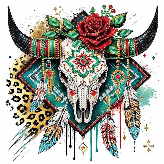 5D DIY Diamond Painting Kit, Floral Cow Creative Handicraft for Home Wall Decor, Birthday or Christmas Gift