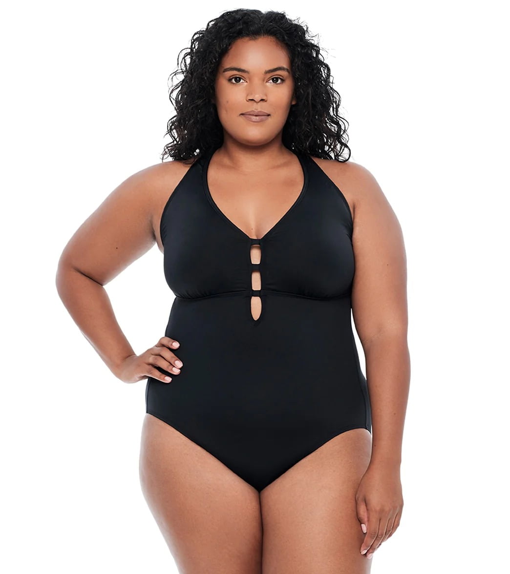 Ralph Lauren BLACK Beach Club Solid Halter One-Piece Swimsuit, US