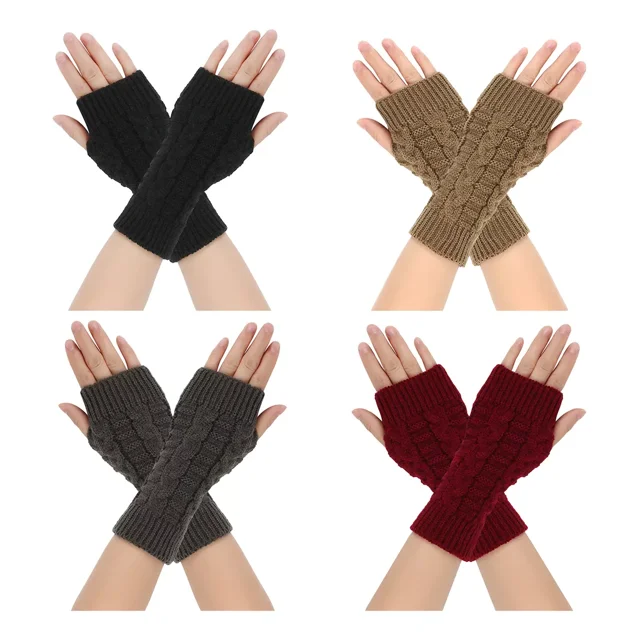 4 Par Guantes Sin Dedos Mujer Invierno Frío Regalos Navidad