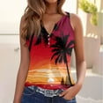 Wangxldd Hawaiian Tank Tops for Women 2024 Henley Neck Button Up Vest