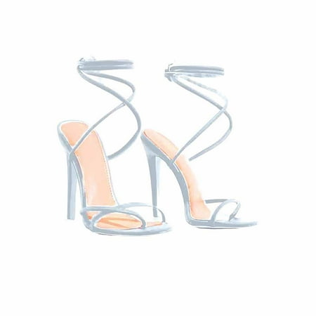 

Inkach Summer New Style Large Size Strapped Roman Shoes Flip Flops High Heels