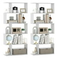 thumbnail image 1 of Patiojoy 2pcs 5-Tier Geometric Bookshelf Wooden Decorative Display Shelf w/Large Capacity Freestanding S-shaped Bookcase White, 1 of 6