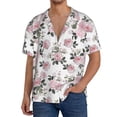 thumbnail image 1 of Balery Rose Flowers Camisa Casual de Manga Corta con Botones para Hombre, Texturizada, Estilo Cubano, para Playa, Verano-Medium, 1 of 5