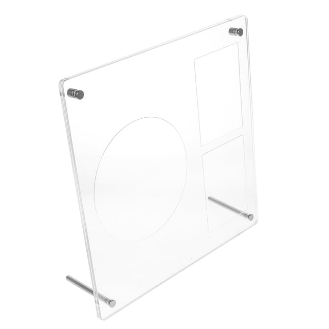 PENIKOKO Transparent Acrylic Cd Display Stand with Three Tier Protective Slots and Card Holder for Modern Decor