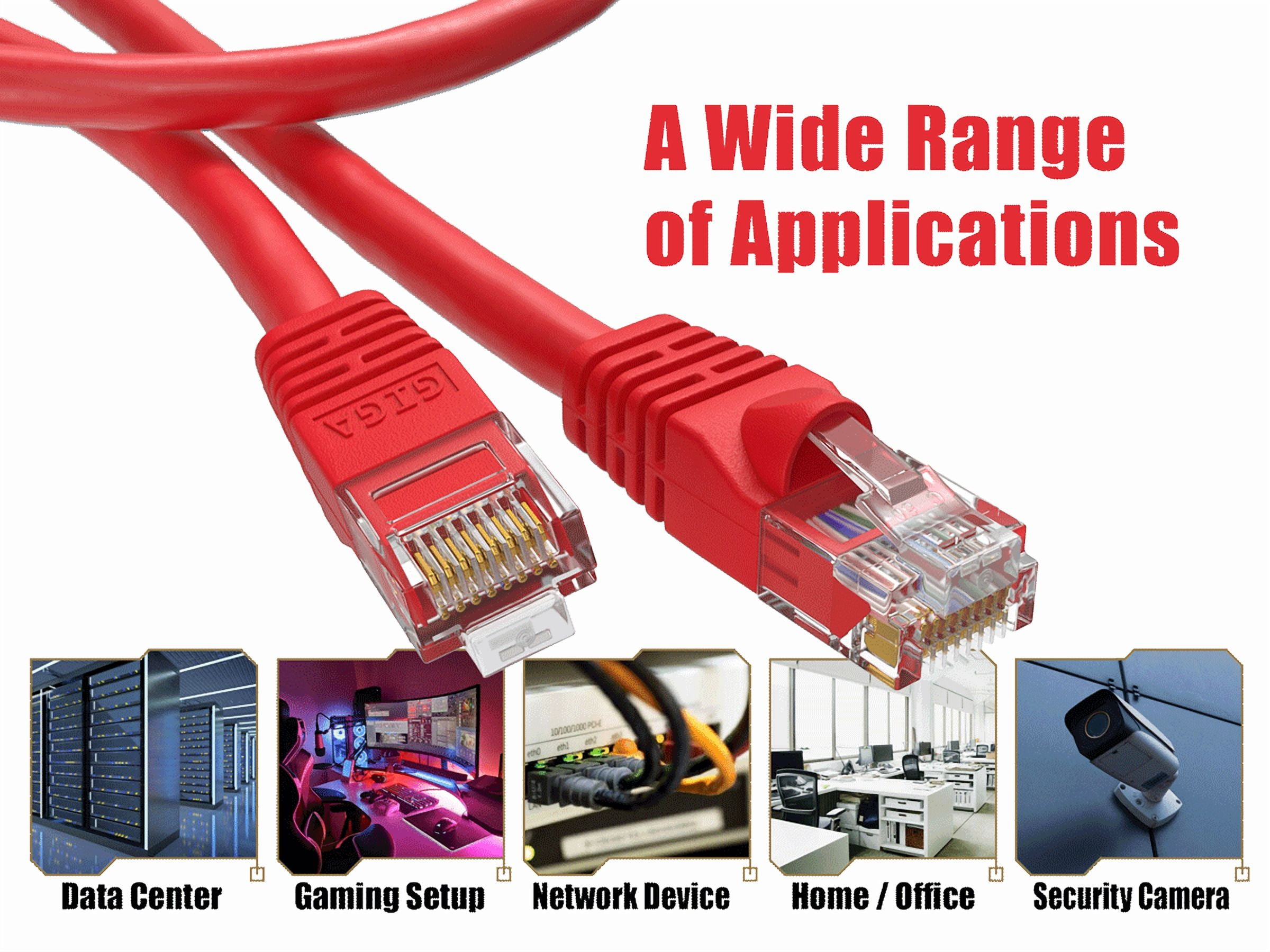 Cable Leader 50ft Cat6 UTP Ethernet Network Patch Cable Snagless 24AWG Bare Copper, Red
