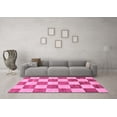 thumbnail image 3 of Ahgly Company Indoor Square Checkered Pink Modern Area Rugs, 5' Square, 3 of 4