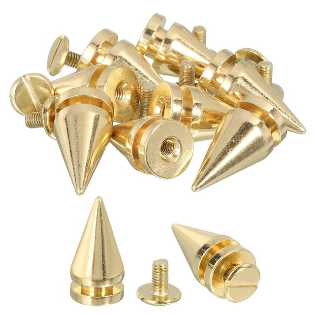 Unique Bargains 16Pack Cone Spike Stud Rivet, 10x20mm Screw Back Tree Studs and Spikes for Leather Craft(Gold)