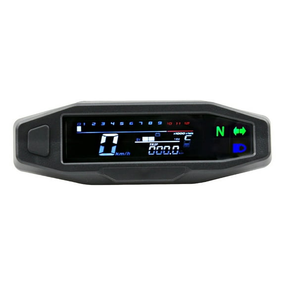 Motorcycle RPM Gauge, LED Display Speedometer Odometer Tachometer Fuel Gauge, Black Plastic Metal, For Most Motorcycle