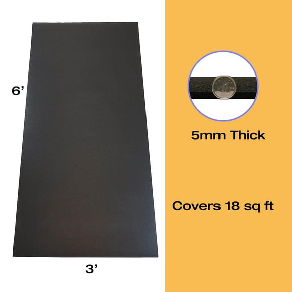 Rubber King Tapis Utilitaire en Caoutchouc Noir 3'x6'x5mm