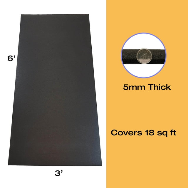 Rubber King Tapis Utilitaire en Caoutchouc Noir 3'x6'x5mm
