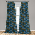 thumbnail image 5 of Ambesonne Vintage Curtains, Abstract Oriental Motif, Pair of 28"x84", Pale Blue Caramel Blue, 5 of 5