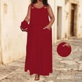 thumbnail image 7 of Karymi Plus Size Solid Color Sleeveless Maxi Dress, Casual Scoop Neck Overall Style Long Dress with Pockets, Loose Flowy Summer Dress Womens Dresses, 7 of 7