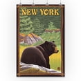 thumbnail image 1 of New York - Black Bear in Forest - LP Original Poster (36x54 Giclee Gallery Print, Wall Decor Travel Poster), 1 of 1