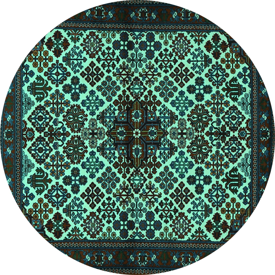 Ahgly Company Indoor Round Persian Turquoise Blue Traditional Area Rugs ...