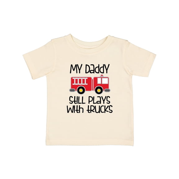 Inktastic Firefighter Daddy Plays with Trucks Boys or Girls Baby T-Shirt
