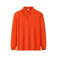 thumbnail image 4 of Girls' Long Sleeve Polo Shirt School Uniform Interlock Polo with Picot Collar, Button Closure, 6-10 Years​ Orange 120, 4 of 4