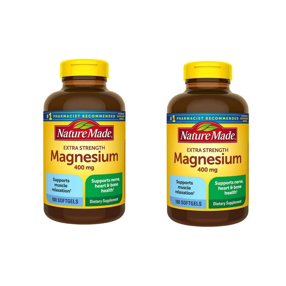 Nature Made Extra Strength Magnesium 400 mg., 180 Softgels, Pack of 2