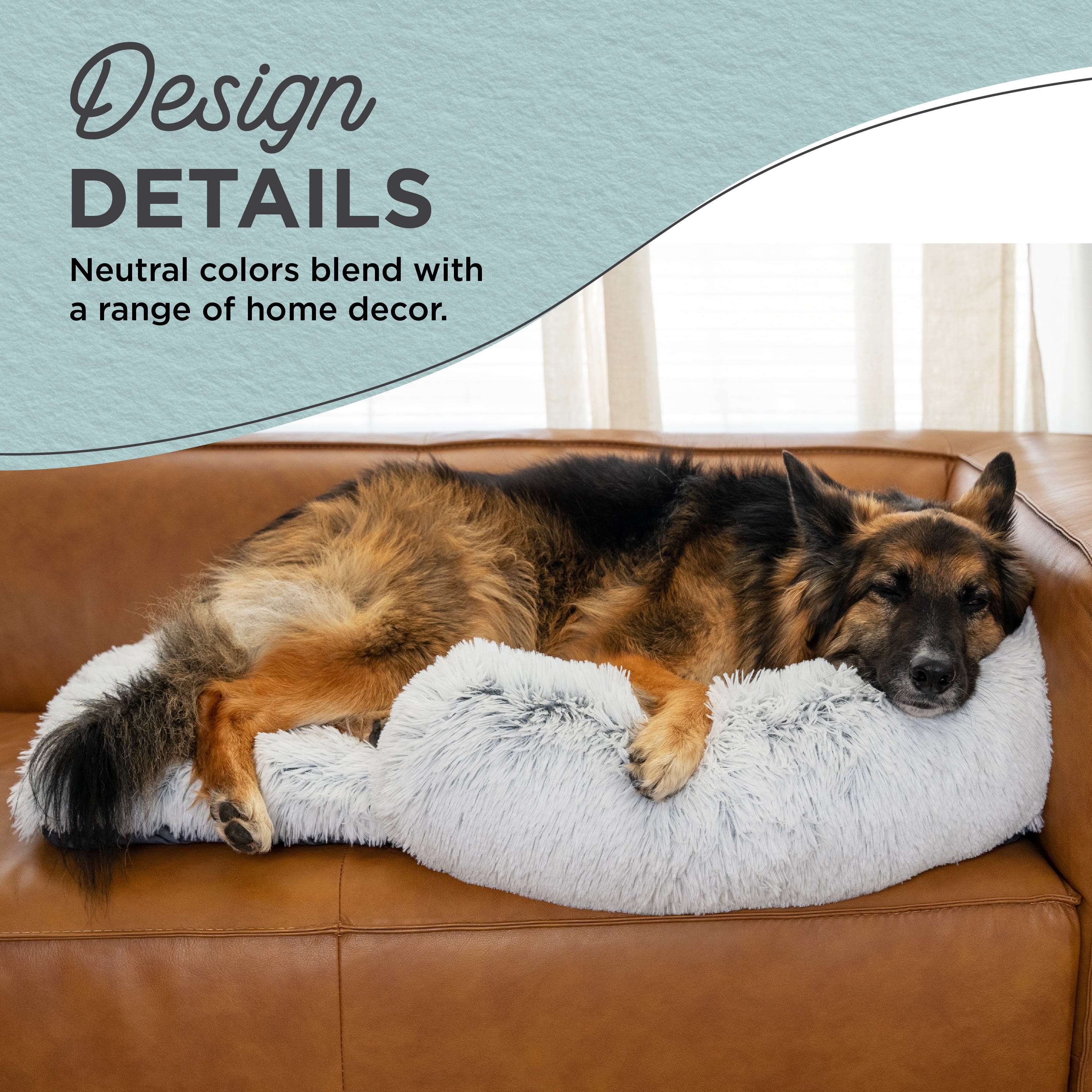 Best Friends by Sheri Nap Mat Dog Bed with Bolster - Washable Crate Pad and Removable Cover, Frost, 36x21