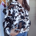 thumbnail image 6 of Y2k Quarter Zip Pullover Sweater Women Oversized Cute Hoodie Colorful Patchwork Cow Print Hoodies Dark Brown XS, 6 of 7