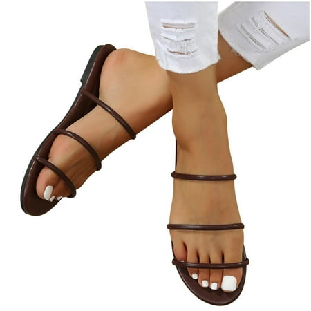 

YanHoo Boho Slide Sandals for Women Girls Dressy Low Wedge Thong Sandals Casual Toe Ring Flat Sandals Cute Summer Bohemian Travel Flip Flop Sandal Shoes