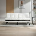 thumbnail image 4 of Futon Sofa Bed, Convertible Sleeper Couch Memory Foam Small Splitback Loveseat for Living Room, Modern Upholstered Sofa Couch with Adjustable Backrest for Living Room Home Office, Cream White, 4 of 9