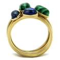 thumbnail image 2 of IP Gold(Ion Plating) Stainless Steel Ring with Synthetic MALACHITE in Emerald for Women Emerald Stone Color Style TK2905 Size 7, 2 of 3