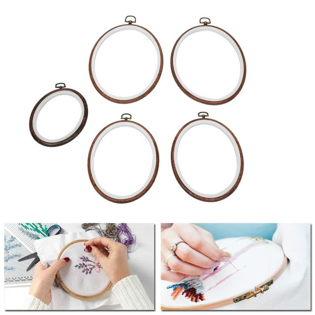 HURRISE 5Pcs Broderie Cerceaux Cercle Intersecter&8209; Cerceau Anneau Ovale Cadre Rétro Bricolage Accessoires Outils, intersect Cerceau, Cerceaux de Point