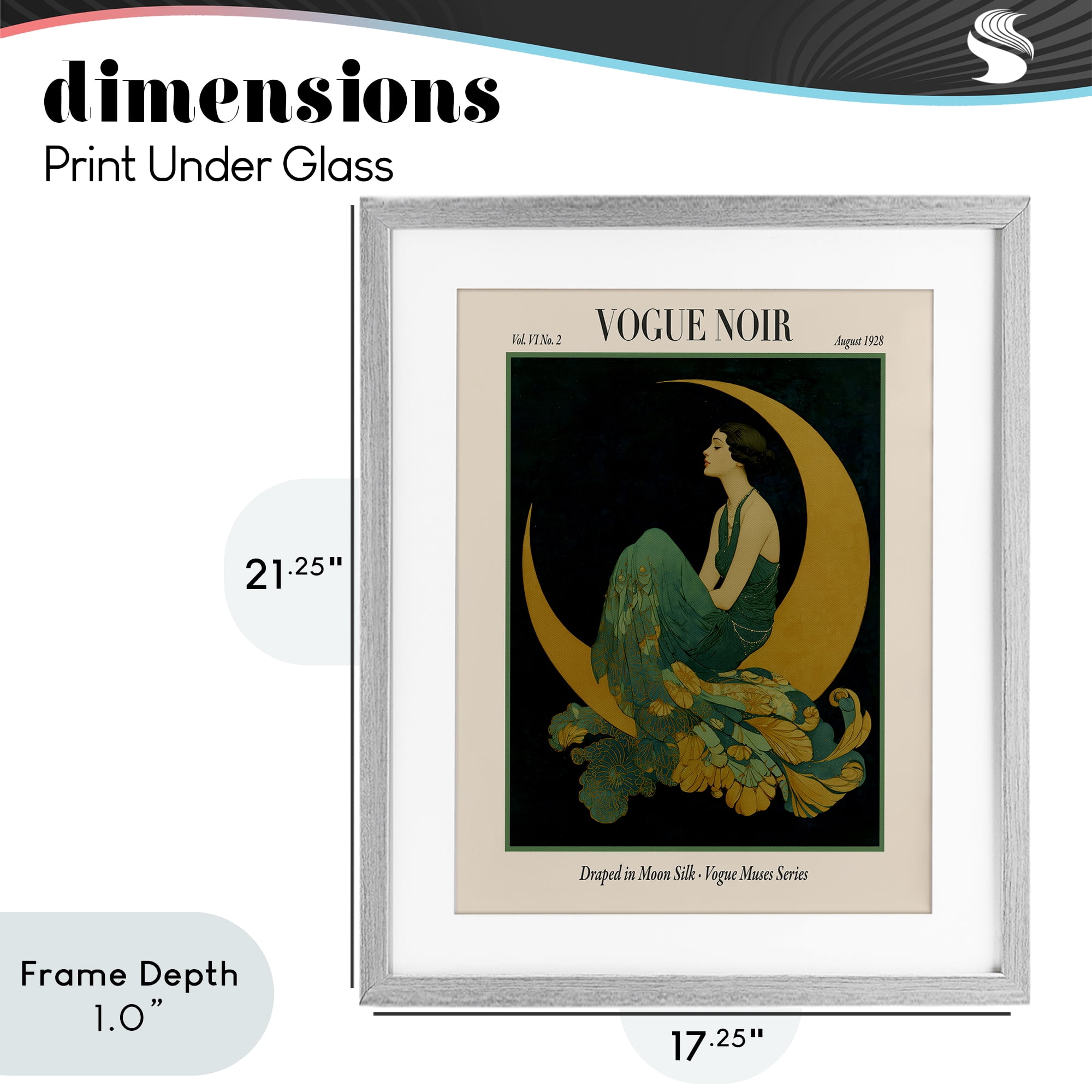 Stupell Industries Draped In Moon Silk Gray Framed Print Under Glass, design by A Barefoot Stylist