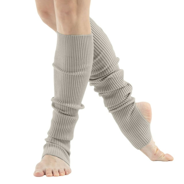 Aocisk Leg Warmers For Women Dance Yoga Open Toe Heel Ribbed Sports Socks Eighties Party Workout Accessories Grey One Size