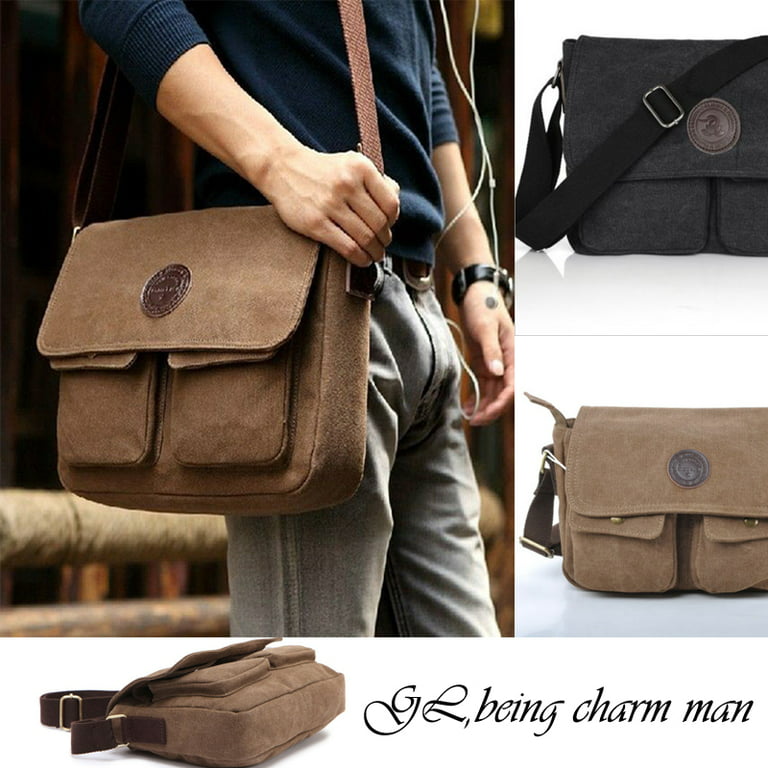 Men's Genuine Leather or Canvas Crossbody Sling Bag