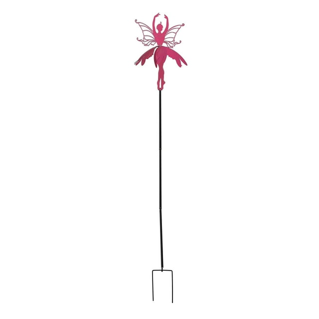 Molinillo de viento de metal con forma de hada, estaca decorativa para jardín, regalo, adorno para césped, escultura de viento de hierro para jardín o