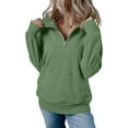 thumbnail image 2 of Women Sweatshirt Casual Long Sleeve Half Zip Pullover Lightweight Casual Loose Fashion Sweatshirts Green M, 2 of 6