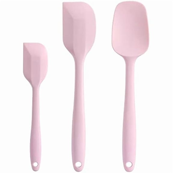 Silicone Spatula Set - Rubber Spatula - 600°F Heat Resistant Baking Spoon & Spatulas (Pink) - Multi-Functional High-Efficiency Design for Modern Kitchen Household Cleaning Use, Reliable