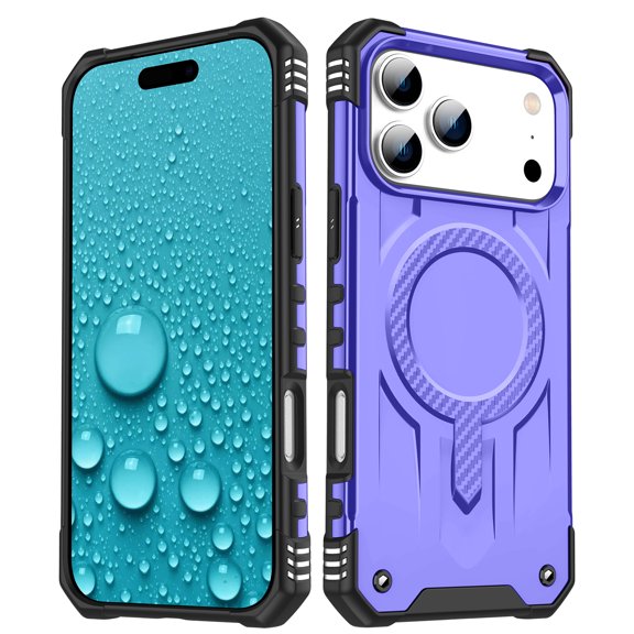 Allytechgroup Case for iPhone Air, [Compatible with Magsafe] Wireless Charging Shell with Magnetic Card Pockets [Military Grade Drop Protection] Rugged Hard Back & Shockproof TPU Cover, Purple