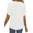 thumbnail image 4 of MOSHU Deep V Neck Womens Tops Curved Hem Shirts for Women Fashion Trendy Blouses Casual Loose Fit Tees Tops, 4 of 9