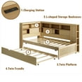 thumbnail image 5 of Bellemave Twin Size Daybed with L-shaped Bookcases and Trundle Twin Storage Platform Bed Frame with Shelves and USB Charging Port for Teens, No Box Spring Needed (Twin, Natural), 5 of 11