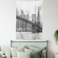 thumbnail image 4 of Landscape Tapestry, Photo of Brooklyn Bridge Over East River and Tall Buildings Skylines at the Back, Wall Hanging for Bedroom Living Room Dorm Decor, 40W X 60L Inches, Grey White, by Ambesonne, 4 of 5