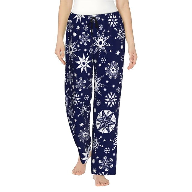 Balery Snowflakes2 Pantalones de pijama para mujer, pijamas ultraligeros, pantalones de estar por casa-Small