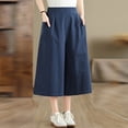 thumbnail image 2 of yeiolnoer Culottes for Women Casual High Waisted Capri Pants with Pockets Flowy Wide Leg Pant Fashion Clothing, 2 of 7